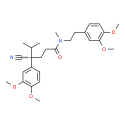 ChemSpider 2D Image | (4S)-4-Cyano-4-(3,4-dimethoxyphenyl)-N-[2-(3,4-dimethoxyphenyl)ethyl]-N,5-dimethylhexanamide | C27H36N2O5