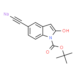 ChemSpider 2D Image | [(2-Hydroxy-1-{[(2-methyl-2-propanyl)oxy]carbonyl}-1H-indol-5-yl)ethynyl]sodium | C15H14NNaO3