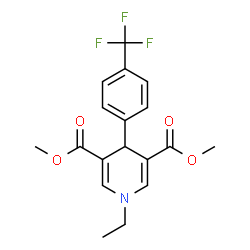 ChemSpider 2D Image | Dimethyl 1-ethyl-4-[4-(trifluoromethyl)phenyl]-1,4-dihydro-3,5-pyridinedicarboxylate | C18H18F3NO4