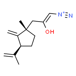 ChemSpider 2D Image | (1Z)-2-Hydroxy-3-[(1S,3S)-3-isopropenyl-1-methyl-2-methylenecyclopentyl]-1-propene-1-diazonium | C13H19N2O