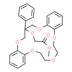 ChemSpider 2D Image | Methyl [(18-phenyl-6,7,9,10,18,19-hexahydro-17H-dibenzo[b,k][1,4,7,10,13]pentaoxacyclohexadecin-18-yl)oxy]acetate | C28H30O8