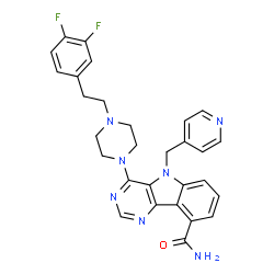 ChemSpider 2D Image | 4-{4-[2-(3,4-Difluorophenyl)ethyl]-1-piperazinyl}-5-(4-pyridinylmethyl)-5H-pyrimido[5,4-b]indole-9-carboxamide | C29H27F2N7O