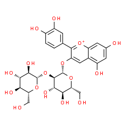 ChemSpider 2D Image | Cyanidin-3-O-(2''-O-beta-glucopyranosyl-beta-glucopyranoside) | C27H31O16
