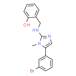 ChemSpider 2D Image | 2-({[5-(3-Bromophenyl)-1-methyl-1H-imidazol-2-yl]amino}methyl)phenol | C17H16BrN3O
