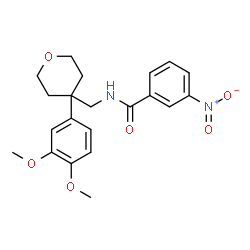 ChemSpider 2D Image | N-{[4-(3,4-Dimethoxyphenyl)tetrahydro-2H-pyran-4-yl]methyl}-3-nitrobenzamide | C21H24N2O6