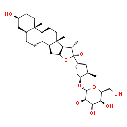 ChemSpider 2D Image | (3beta,5alpha,16xi,22S,23S,25R,26S)-3,22-Dihydroxy-23,26-epoxyfurostan-26-yl beta-D-glucopyranoside | C33H54O10