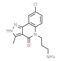 ChemSpider 2D Image | 5-(3-Aminopropyl)-8-chloro-3-methyl-2,5-dihydro-4H-pyrazolo[4,3-c]quinolin-4-one | C14H15ClN4O