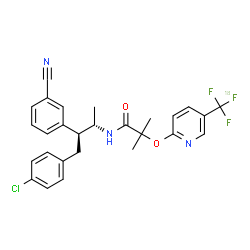 ChemSpider 2D Image | N-[(2S,3S)-4-(4-Chlorophenyl)-3-(3-cyanophenyl)-2-butanyl]-2-[(5-{difluoro[(~18~F)fluoro]methyl}-2-pyridinyl)oxy]-2-methylpropanamide | C27H25ClF218FN3O2