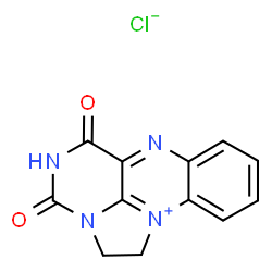 ChemSpider 2D Image | 4,6-Dioxo-1,2,5,6-tetrahydro-4H-benzo[g]imidazo[1,2,3-ij]pteridin-12-ium chloride | C12H9ClN4O2
