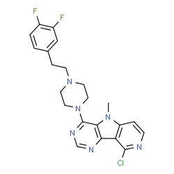 ChemSpider 2D Image | 9-Chloro-4-{4-[2-(3,4-difluorophenyl)ethyl]-1-piperazinyl}-5-methyl-5H-pyrido[3',4':4,5]pyrrolo[3,2-d]pyrimidine | C22H21ClF2N6