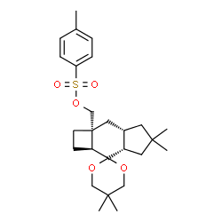 ChemSpider 2D Image | [(2aS,3aS,6aS,7aR)-5,5,5',5'-Tetramethyloctahydrospiro[cyclobuta[f]indene-3,2'-[1,3]dioxan]-7a(1H)-yl]methyl 4-methylbenzenesulfonate | C26H38O5S