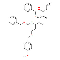 ChemSpider 2D Image | (4R,5R,6S,7R,8S)-6-(Benzyloxy)-8-[(benzyloxy)methoxy]-10-[(4-methoxybenzyl)oxy]-5,7-dimethyl-1-decen-4-ol | C35H46O6
