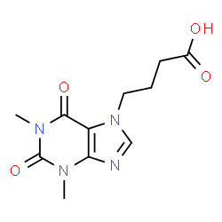 ChemSpider 2D Image | 1,2,3,6-Tetrahydro-1,3-dimethyl-2,6-dioxo-7H-purine-7-butanoic acid | C11H14N4O4