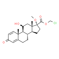 ChemSpider 2D Image | Chloromethyl (11beta,17alpha)-11-hydroxy-17-methoxy-3-oxoandrosta-1,4-diene-17-carboxylate | C22H29ClO5