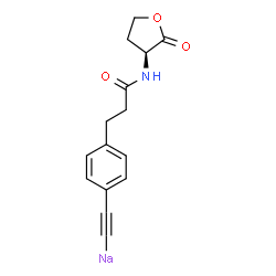 ChemSpider 2D Image | {[4-(3-Oxo-3-{[(3S)-2-oxotetrahydro-3-furanyl]amino}propyl)phenyl]ethynyl}sodium | C15H14NNaO3