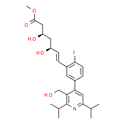 ChemSpider 2D Image | Methyl (3R,5S,6E)-7-{2-fluoro-5-[3-(hydroxymethyl)-2,6-diisopropyl-4-pyridinyl]phenyl}-3,5-dihydroxy-6-heptenoate | C26H34FNO5