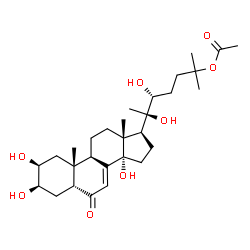 ChemSpider 2D Image | (2beta,3beta,5beta,22R)-2,3,14,20,22-Pentahydroxy-6-oxocholest-7-en-25-yl acetate | C29H46O8