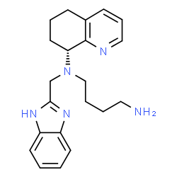 ChemSpider 2D Image | N-(1H-Benzimidazol-2-ylmethyl)-N-[(8R)-5,6,7,8-tetrahydro-8-quinolinyl]-1,4-butanediamine | C21H27N5