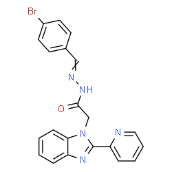 ChemSpider 2D Image | N'-(4-Bromobenzylidene)-2-[2-(2-pyridinyl)-1H-benzimidazol-1-yl]acetohydrazide | C21H16BrN5O