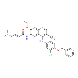 ChemSpider 2D Image | (2E)-N-(4-{[3-Chloro-4-(3-pyridinylmethoxy)phenyl]amino}-3-cyano-7-ethoxy-6-quinolinyl)-4-(dimethylamino)-2-butenamide | C30H29ClN6O3
