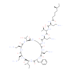 ChemSpider 2D Image | (6S)-N-[(2S)-4-Amino-1-{[(2S,3R)-1-{[(2S)-4-amino-1-oxo-1-({(3S,6S,9S,12S,15R,18S,21S)-6,9,18-tris(2-aminoethyl)-15-benzyl-12-[(2S)-2-butanyl]-3-[(1R)-1-hydroxyethyl]-2,5,8,11,14,17,20-heptaoxo-1,4,7,
10,13,16,19-heptaazacyclotricosan-21-yl}amino)-2-butanyl]amino}-3-hydroxy-1-oxo-2-butanyl]amino}-1-oxo-2-butanyl]-6-methyloctanamide | C56H98N16O13