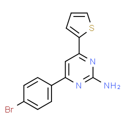 ChemSpider 2D Image | 4-(4-Bromophenyl)-6-(2-thienyl)-2-pyrimidinamine | C14H10BrN3S