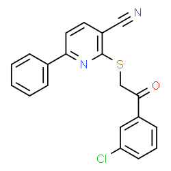 ChemSpider 2D Image | 2-{[2-(3-Chlorophenyl)-2-oxoethyl]sulfanyl}-6-phenylnicotinonitrile | C20H13ClN2OS