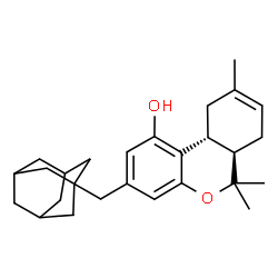 ChemSpider 2D Image | (6aR,10aR)-3-(Adamantan-1-ylmethyl)-6,6,9-trimethyl-6a,7,10,10a-tetrahydro-6H-benzo[c]chromen-1-ol | C27H36O2