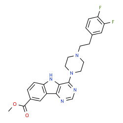 ChemSpider 2D Image | Methyl 4-{4-[2-(3,4-difluorophenyl)ethyl]-1-piperazinyl}-5H-pyrimido[5,4-b]indole-8-carboxylate | C24H23F2N5O2
