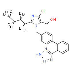 ChemSpider 2D Image | [2-(~2~H_9_)Butyl-4-chloro-1-{[2'-(2H-tetrazol-5-yl)-4-biphenylyl]methyl}-1H-imidazol-5-yl]methanol | C22H14D9ClN6O