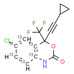 ChemSpider 2D Image | 6-Chloro-4-(cyclopropylethynyl)-4-(trifluoromethyl)(4a,5,6,7,8,8a-~13~C_6_)-1,4-dihydro-2H-3,1-benzoxazin-2-one | C813C6H9ClF3NO2