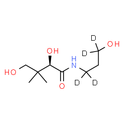 ChemSpider 2D Image | (2R)-2,4-Dihydroxy-N-[3-hydroxy(1,1,3,3-~2~H_4_)propyl]-3,3-dimethylbutanamide | C9H15D4NO4