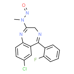 ChemSpider 2D Image | 7-Chloro-5-(2-fluorophenyl)-N-methyl-N-nitroso-3H-1,4-benzodiazepin-2-amine | C16H12ClFN4O