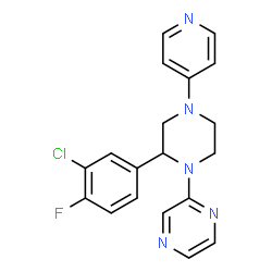 ChemSpider 2D Image | 2-[2-(3-Chloro-4-fluorophenyl)-4-(4-pyridinyl)-1-piperazinyl]pyrazine | C19H17ClFN5