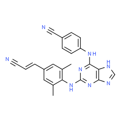 ChemSpider 2D Image | 4-{[2-({4-[(E)-2-Cyanovinyl]-2,6-dimethylphenyl}amino)-7H-purin-6-yl]amino}benzonitrile | C23H18N8