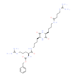 ChemSpider 2D Image | N~2~-[(benzyloxy)carbonyl]-N-{4-[(2S,5S)-5-{4-[(4-carbamimidamidobutanoyl)amino]butyl}-3,6-dioxopiperazin-2-yl]butyl}-L-argininamide | C31H51N11O6