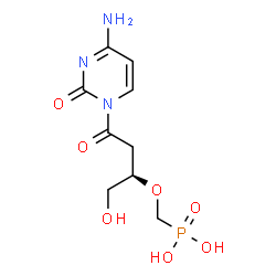 ChemSpider 2D Image | ({[(2R)-4-(4-Amino-2-oxo-1(2H)-pyrimidinyl)-1-hydroxy-4-oxo-2-butanyl]oxy}methyl)phosphonic acid | C9H14N3O7P