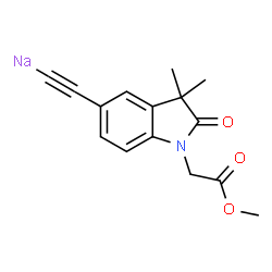 ChemSpider 2D Image | {[1-(2-Methoxy-2-oxoethyl)-3,3-dimethyl-2-oxo-2,3-dihydro-1H-indol-5-yl]ethynyl}sodium | C15H14NNaO3