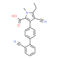 ChemSpider 2D Image | 4-Cyano-3-(2'-cyano-4-biphenylyl)-5-ethyl-1-methyl-1H-pyrrole-2-carboxylic acid | C22H17N3O2