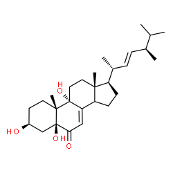 ChemSpider 2D Image | (3beta,5beta,14xi,22E)-3,5,9-Trihydroxyergosta-7,22-dien-6-one | C28H44O4