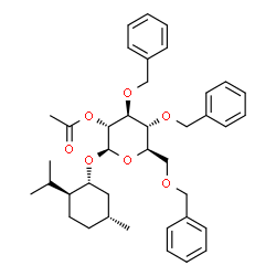 ChemSpider 2D Image | (1R,2S,5R)-2-Isopropyl-5-methylcyclohexyl 2-O-acetyl-3,4,6-tri-O-benzyl-beta-D-glucopyranoside | C39H50O7