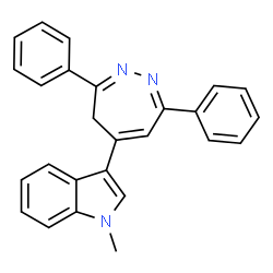 ChemSpider 2D Image | 3-(3,7-Diphenyl-4H-1,2-diazepin-5-yl)-1-methyl-1H-indole | C26H21N3