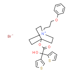 ChemSpider 2D Image | 4-[2-Hydroxy(2-thienyl)3-thienylacetoxy]-1-(3-phenoxypropyl)-1-azoniabicyclo[2.2.2]octane bromide | C26H30BrNO4S2