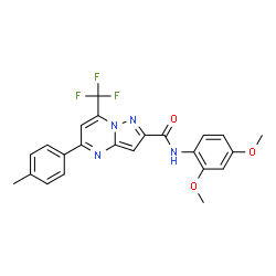 ChemSpider 2D Image | N-(2,4-Dimethoxyphenyl)-5-(4-methylphenyl)-7-(trifluoromethyl)pyrazolo[1,5-a]pyrimidine-2-carboxamide | C23H19F3N4O3
