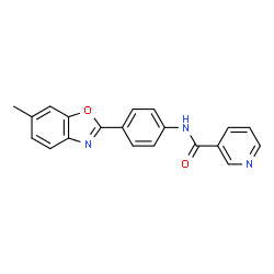 ChemSpider 2D Image | N-[4-(6-Methyl-1,3-benzoxazol-2-yl)phenyl]nicotinamide | C20H15N3O2