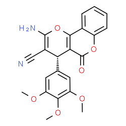 ChemSpider 2D Image | (4R)-2-Amino-5-oxo-4-(3,4,5-trimethoxyphenyl)-4H,5H-pyrano[3,2-c]chromene-3-carbonitrile | C22H18N2O6