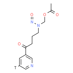 ChemSpider 2D Image | (Nitroso{4-oxo-4-[(5-~3~H)-3-pyridinyl]butyl}amino)methyl acetate | C12H14TN3O4