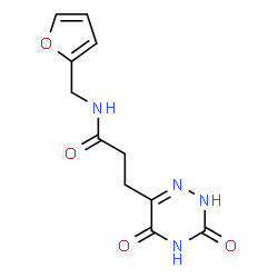 ChemSpider 2D Image | 3-(3,5-Dioxo-2,3,4,5-tetrahydro-1,2,4-triazin-6-yl)-N-(2-furylmethyl)propanamide | C11H12N4O4