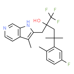 ChemSpider 2D Image | 1,1,1-Trifluoro-4-(5-fluoro-2-methylphenyl)-4-methyl-2-[(3-methyl-1H-pyrrolo[2,3-c]pyridin-2-yl)methyl]-2-pentanol | C22H24F4N2O