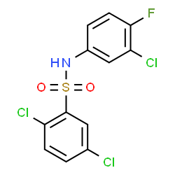 ChemSpider 2D Image | 2,5-Dichloro-N-(3-chloro-4-fluorophenyl)benzenesulfonamide | C12H7Cl3FNO2S
